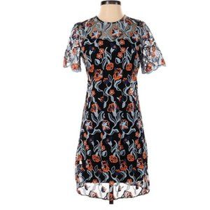 Novis Floral Lace Short Sleeve Shift Dress with Slip, size M